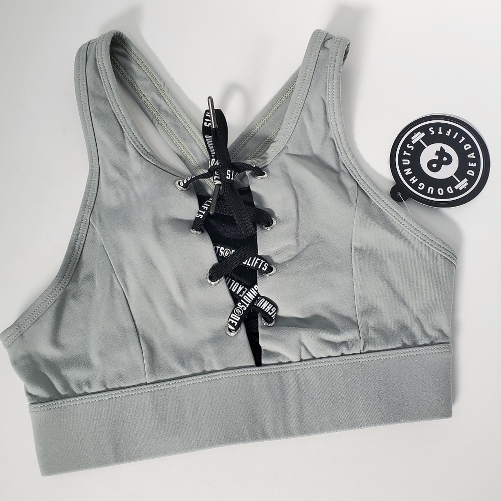 Doughnuts & Deadlifts lace front  sport bra New with tags